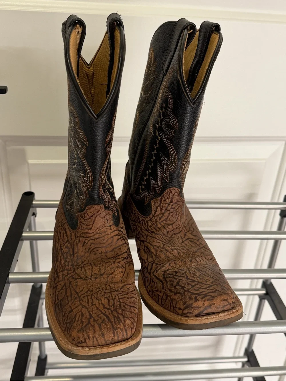 Boys Brown and Black Western Cowboy Boots